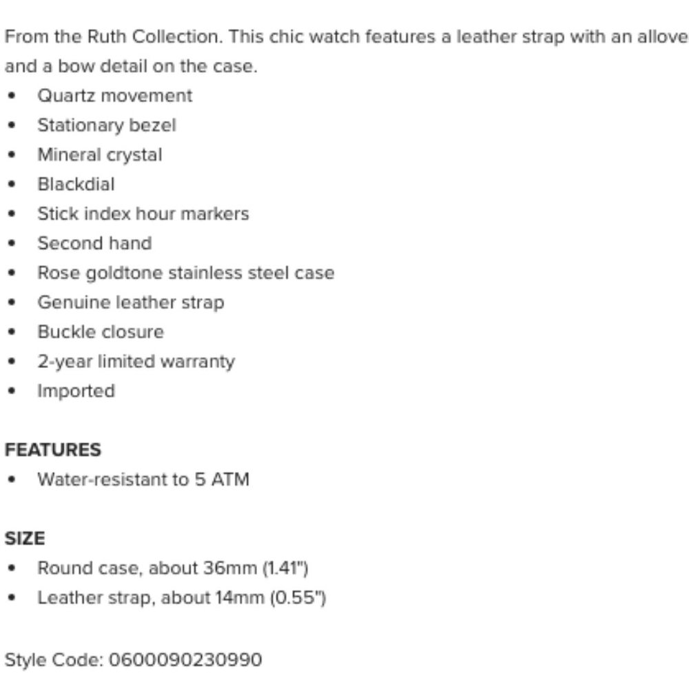 Ted Baker Ruth Black Floral Leather Strap Watch - Picture 11 of 11